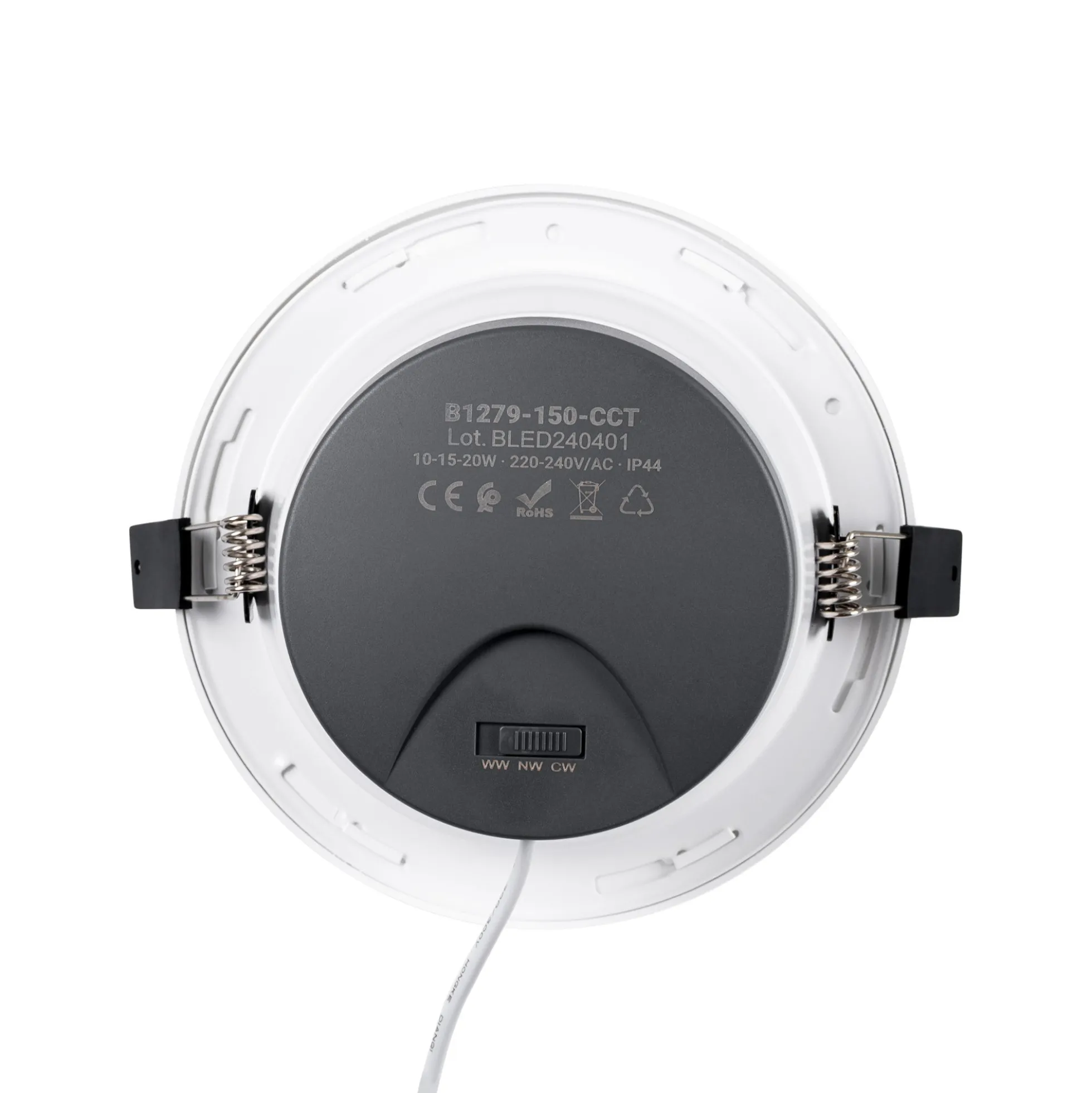 Downlight LED IP44 potencia ajustable 10W/15W/20W - CCT - 100lm/W - Corte Ø 150mm