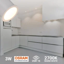 Downlight LED Mini 3W - Chip OSRAM - Bajo UGR - Ø 22mm