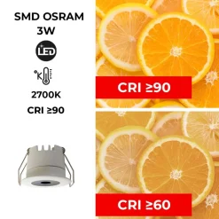 Downlight LED Mini 3W - Chip OSRAM - Bajo UGR - CRI 90 - Ø 40mm