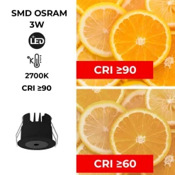 Downlight LED Mini 3W - Chip OSRAM - Bajo UGR - CRI 90 - Ø 40mm