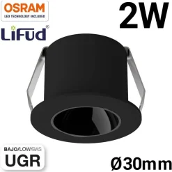 Downlight LED Mini 2W - Chip OSRAM - Bajo UGR - CRI 90 - Ø 30mm