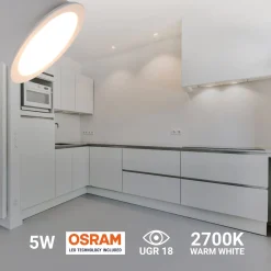 Downlight LED Mini 5W - Chip OSRAM - Bajo UGR - Ø 34mm