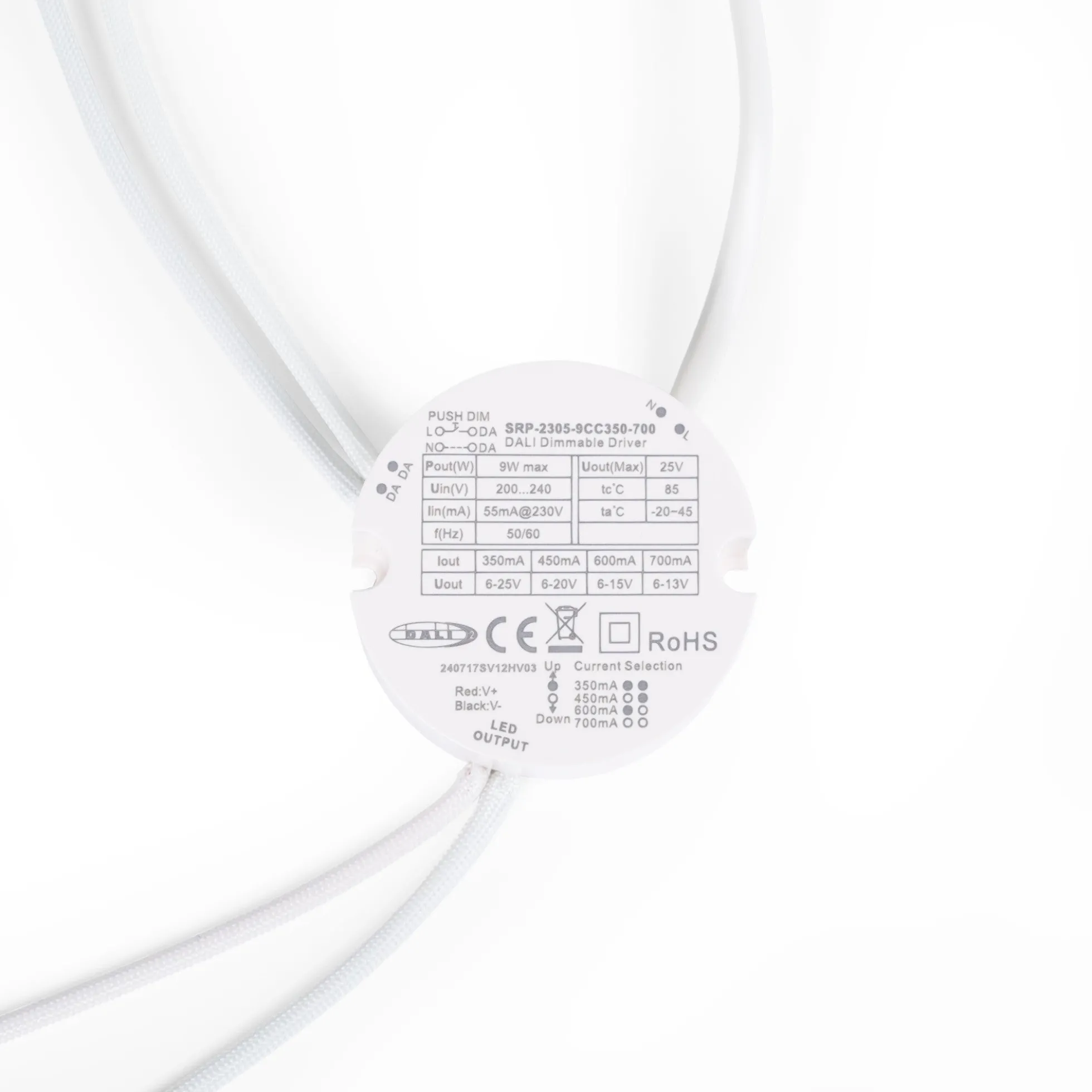Driver regulable DALI DT6 monocolor - 220-240V - Salida 6-25V DC - 9W