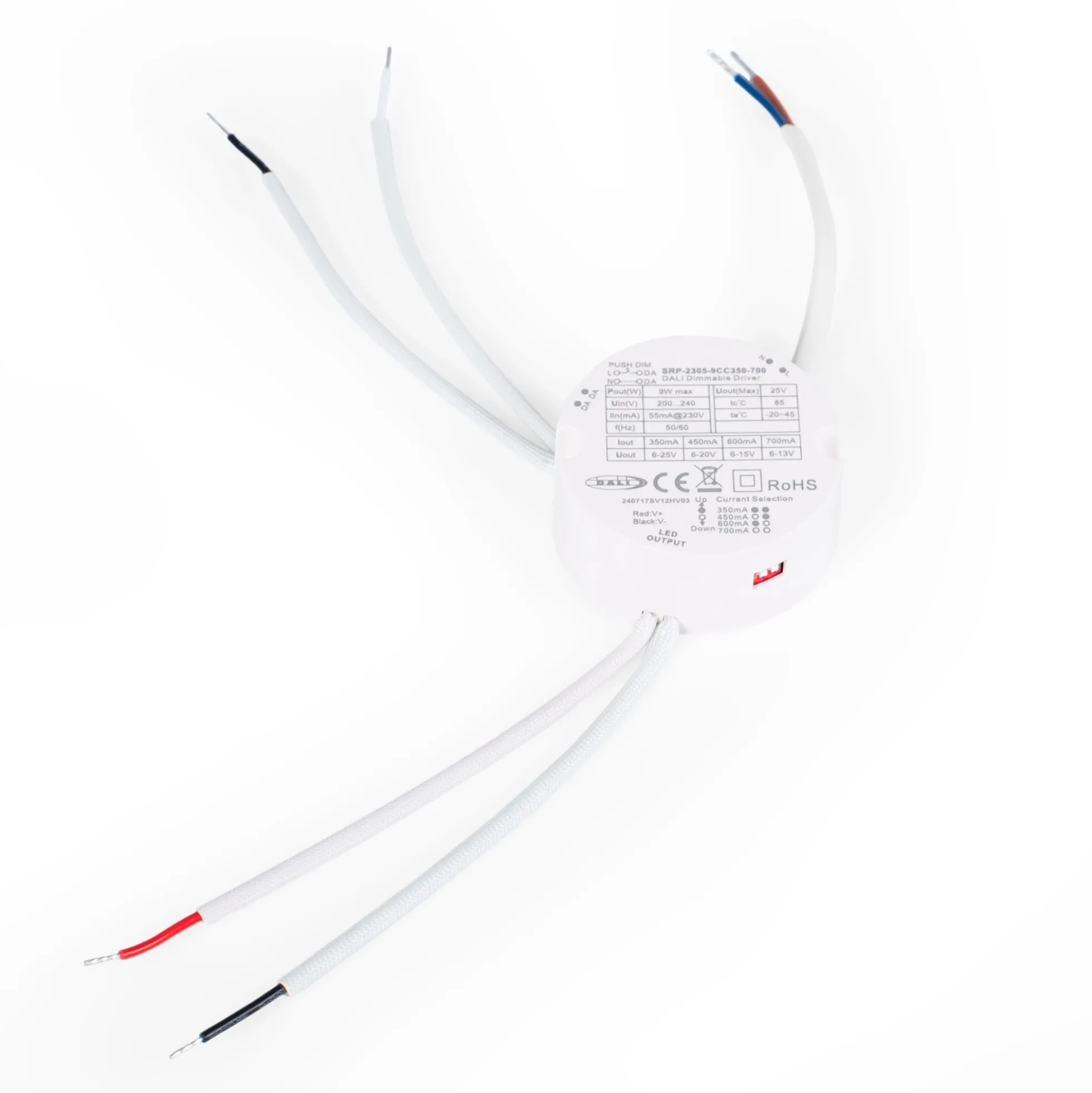 Driver regulable DALI DT6 monocolor - 220-240V - Salida 6-25V DC - 9W
