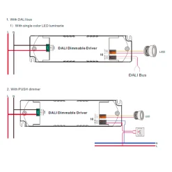 Driver regulable DALI DT6 monocolor 220-240V - Salida 6-42V DC - 100-700mA - 15W