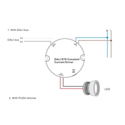 Driver regulable DALI DT6 NFC monocolor 220-240V - Salida 10-42V DC - 15W- 200-700mA
