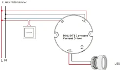 Driver regulable DALI DT6 NFC monocolor 220-240V - Salida 10-42V DC - 100-500mA - 10W