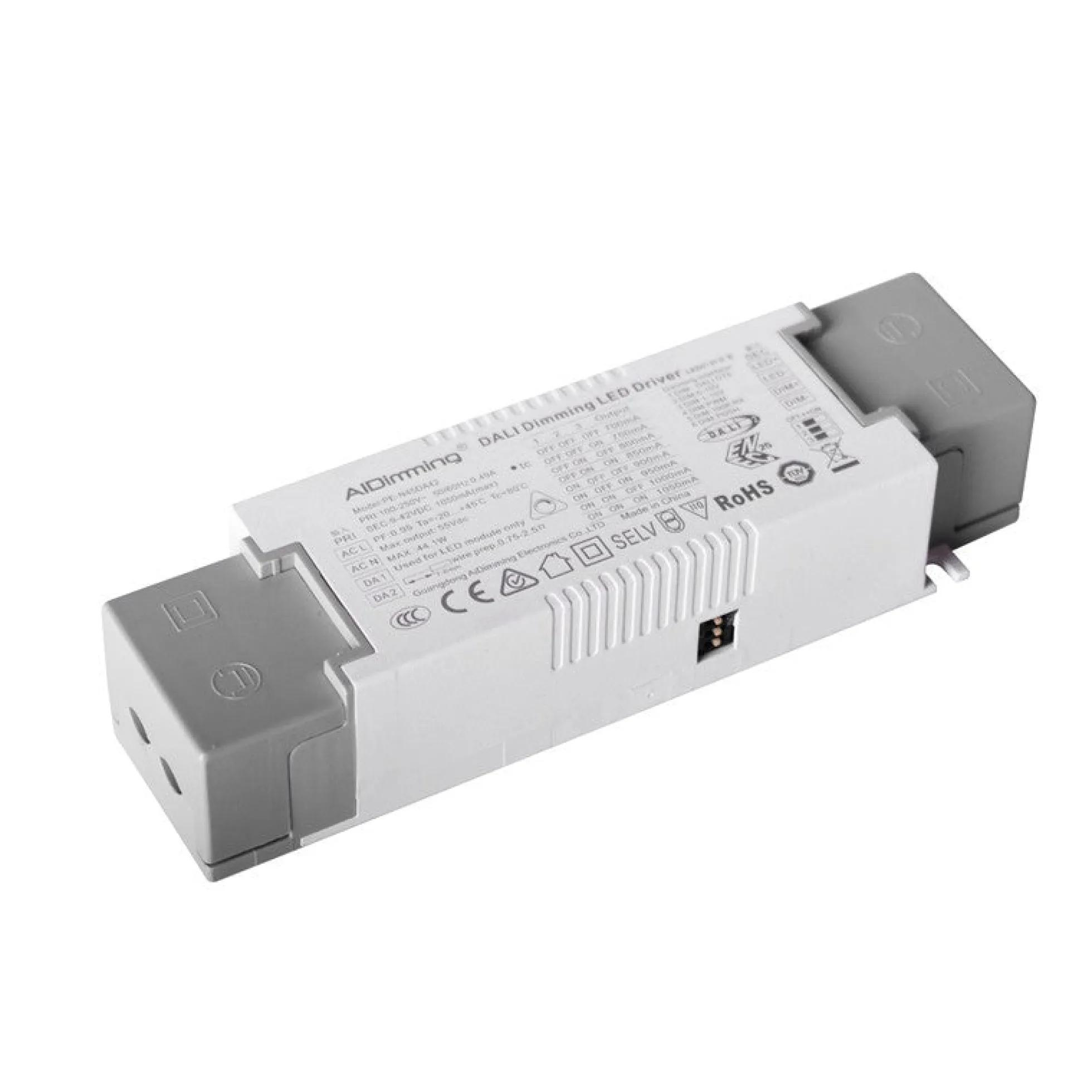 Driver regulable DALI PUSH 0-10V 9-42V 44W multicorriente (700-1050mA)