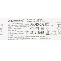 Driver regulable TRIAC corriente constante 25-42V 44W 1050mA