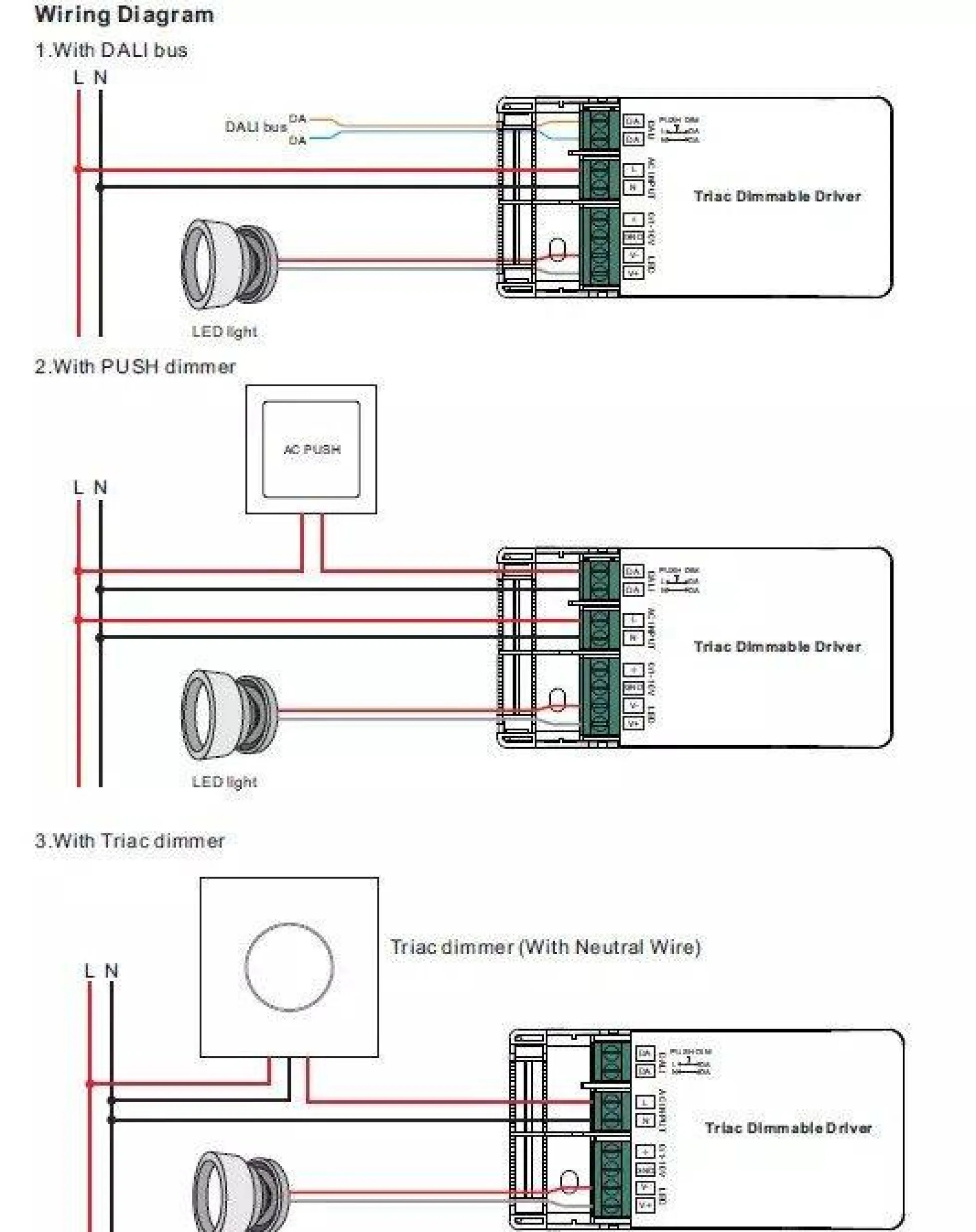 Driver regulable TRIAC DALI PUSH 0/1-10V 6-42V 10W multicorriente (200-350mA)