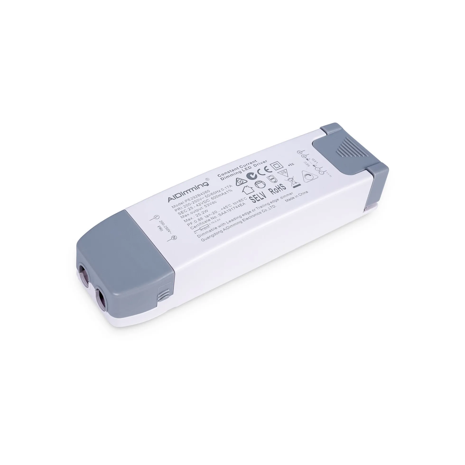 Driver regulable TRIAC 25-42V DC - 600mA - 25,2W