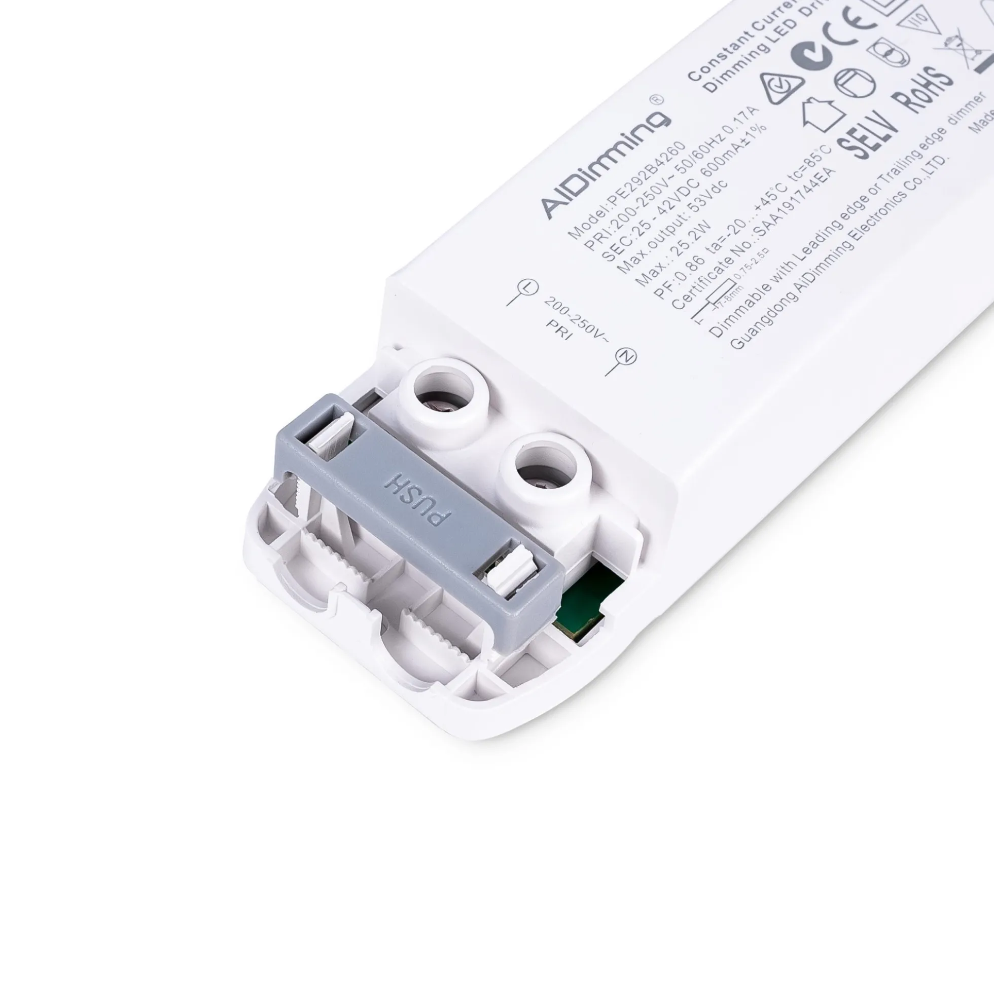 Driver regulable TRIAC 25-42V DC - 600mA - 25,2W