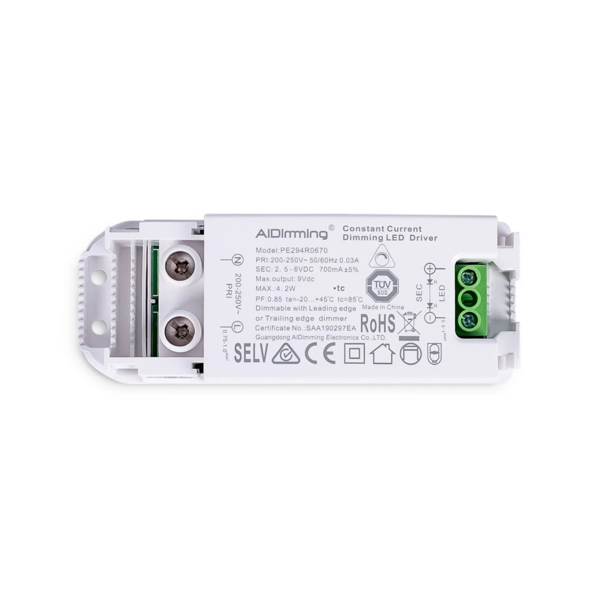 Driver regulable TRIAC 2-6V DC - 700mA - 4,2W