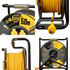 Enrollacables Pro-XT - 3 tomas - Cable alta visibilidad 3x1,5mm2 - 50m - IP55
