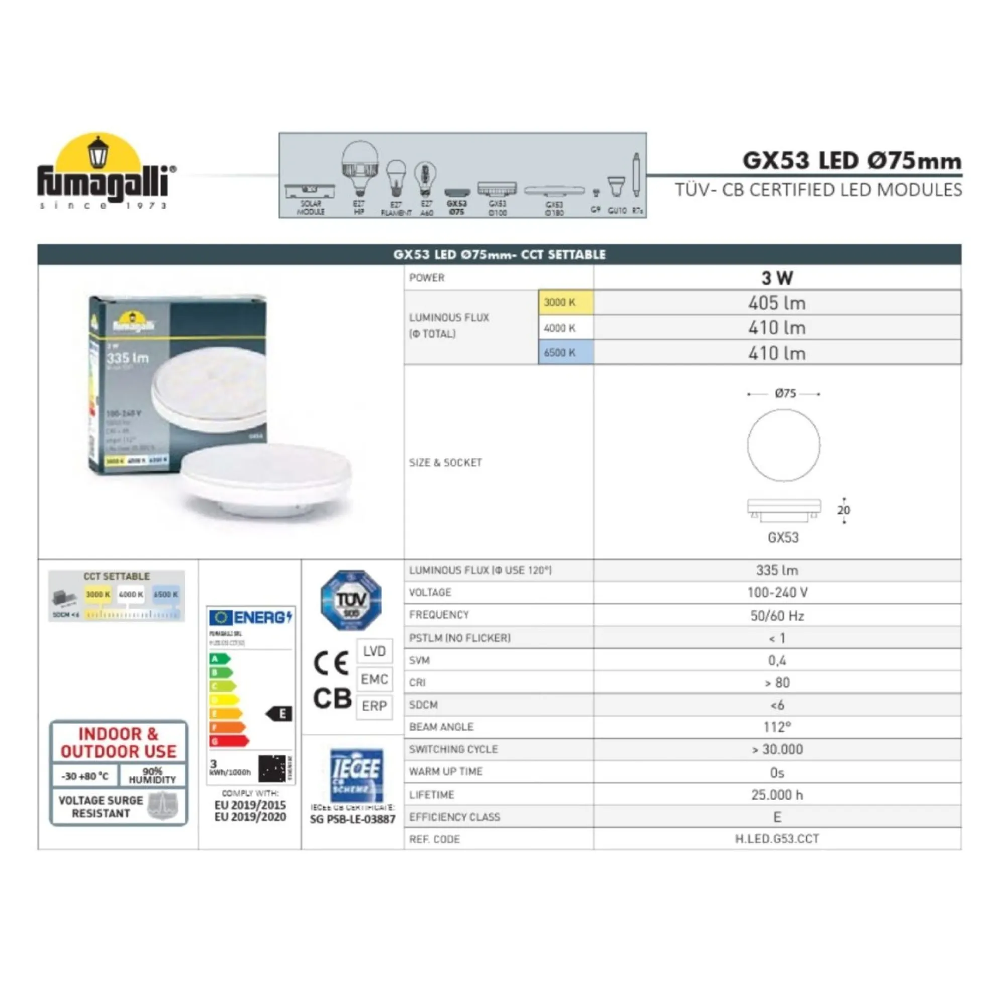 Estaca de jardín LED FUMAGALLI "TOMMY-EL SPIKE" - GX53 - CCT - IP55