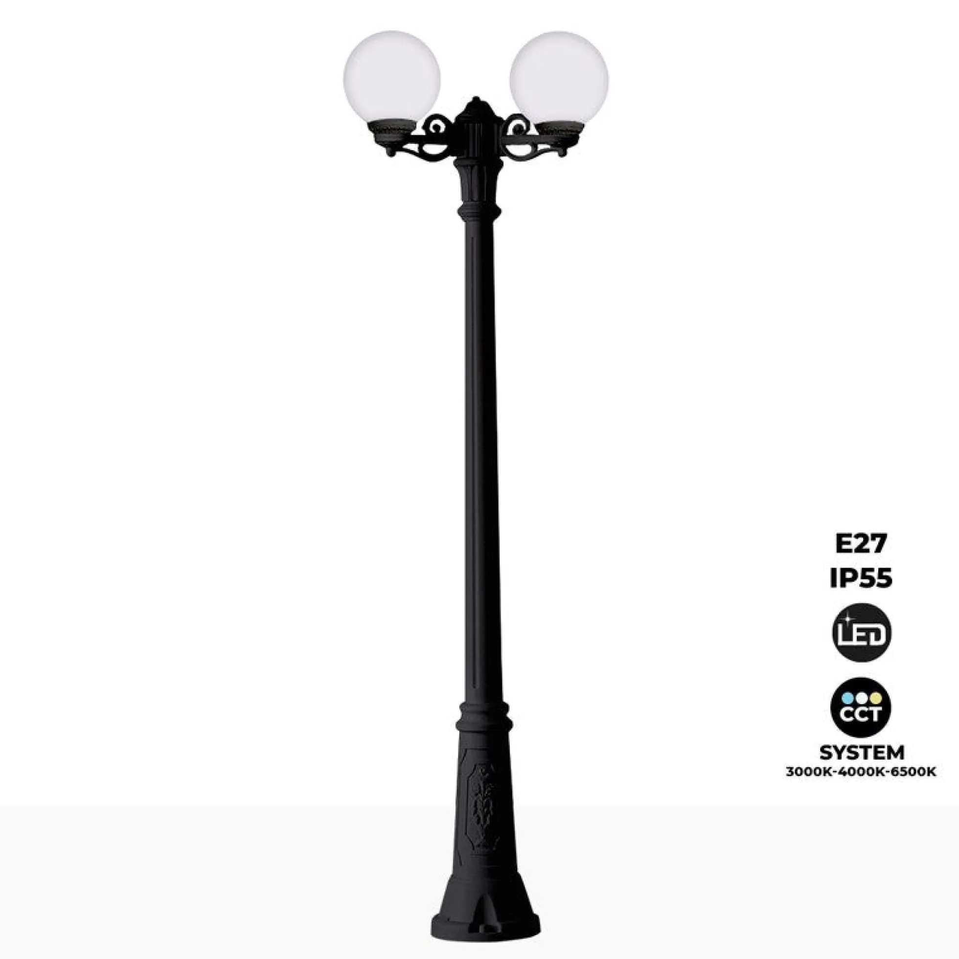 Farola doble LED exterior FUMAGALLI "GIGI BISSO GLOBE" 2xE27