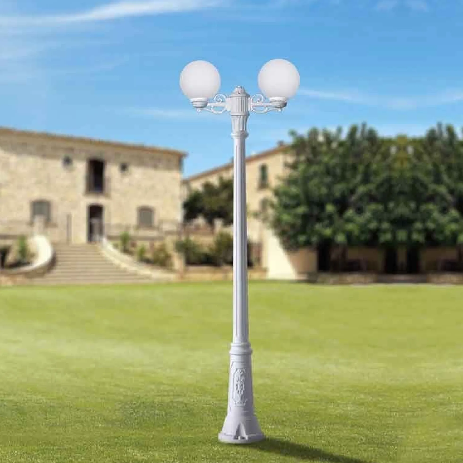 Farola doble LED exterior FUMAGALLI "GIGI BISSO GLOBE" 2xE27