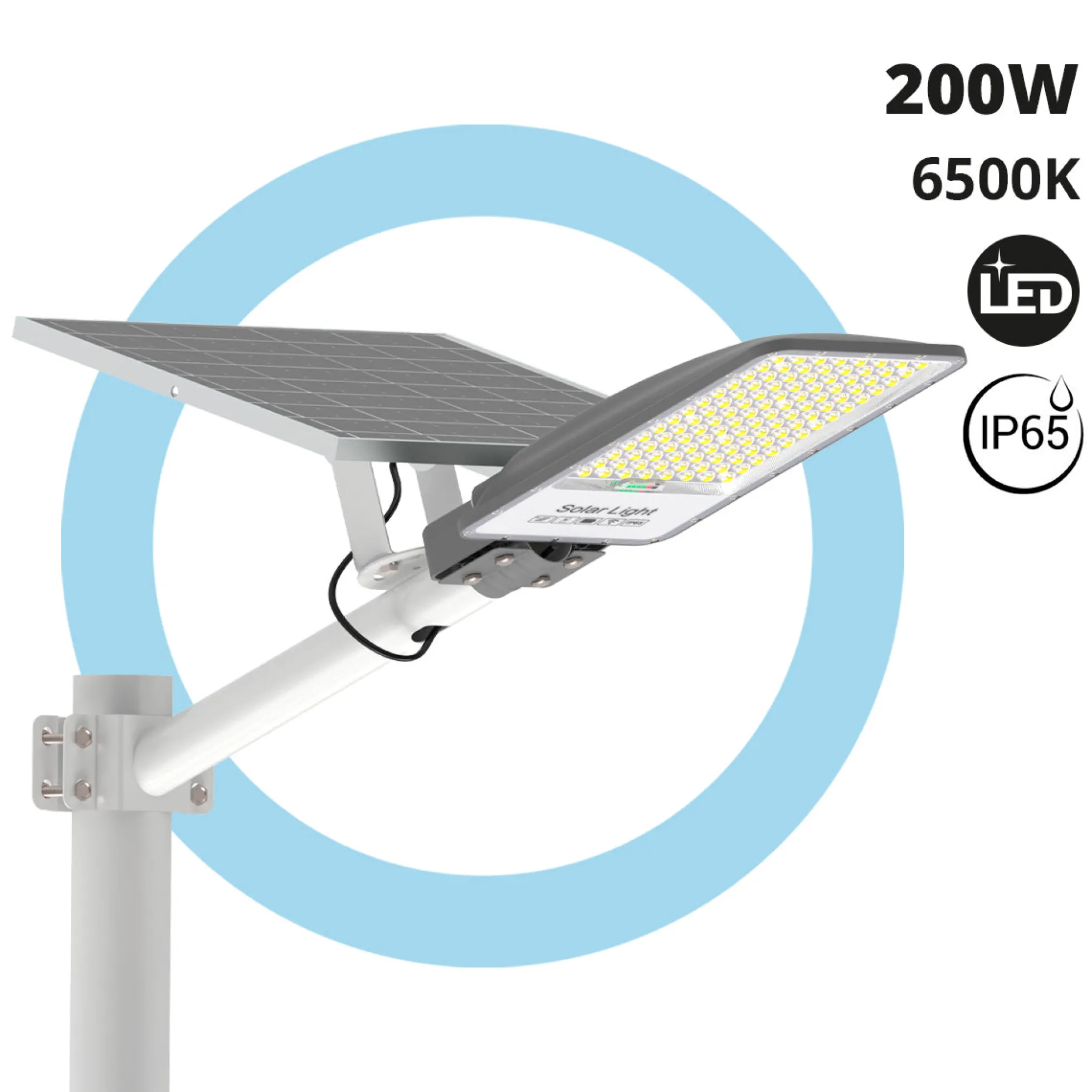 Farola solar con panel y mando a distancia - 200W - 6500K - IP65