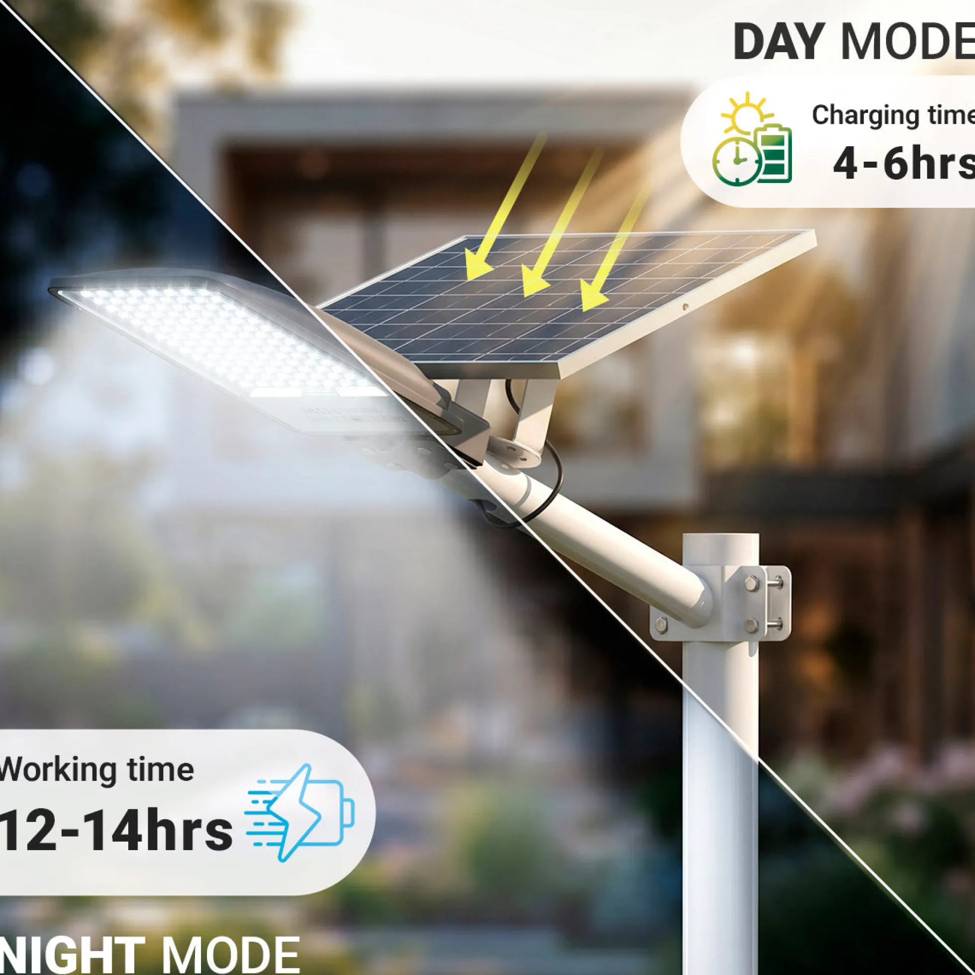 Farola solar con panel y mando a distancia - 200W - 6500K - IP65