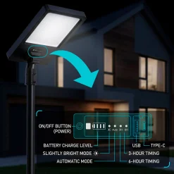 Farola solar con panel y mando a distancia - LED CCT - 240W - IP54