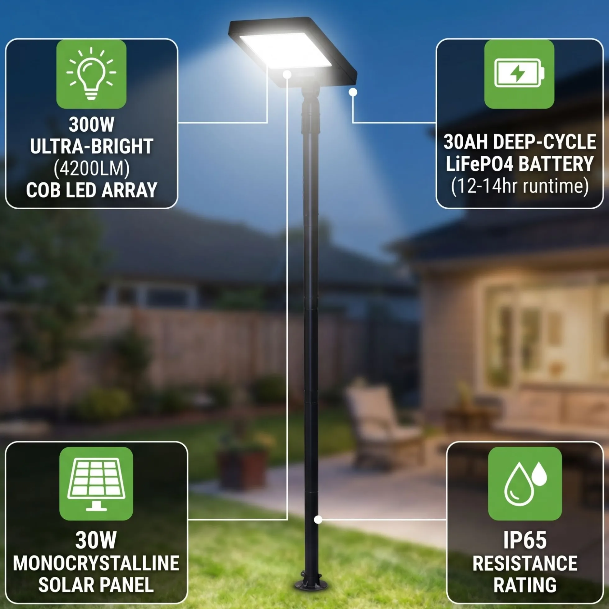 Farola solar con panel y mando a distancia - LED CCT - 240W - IP54