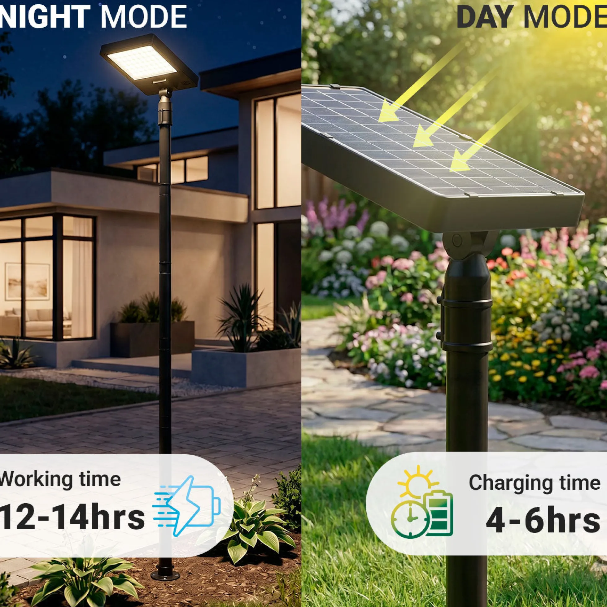 Farola solar con panel y mando a distancia - LED CCT - 240W - IP54