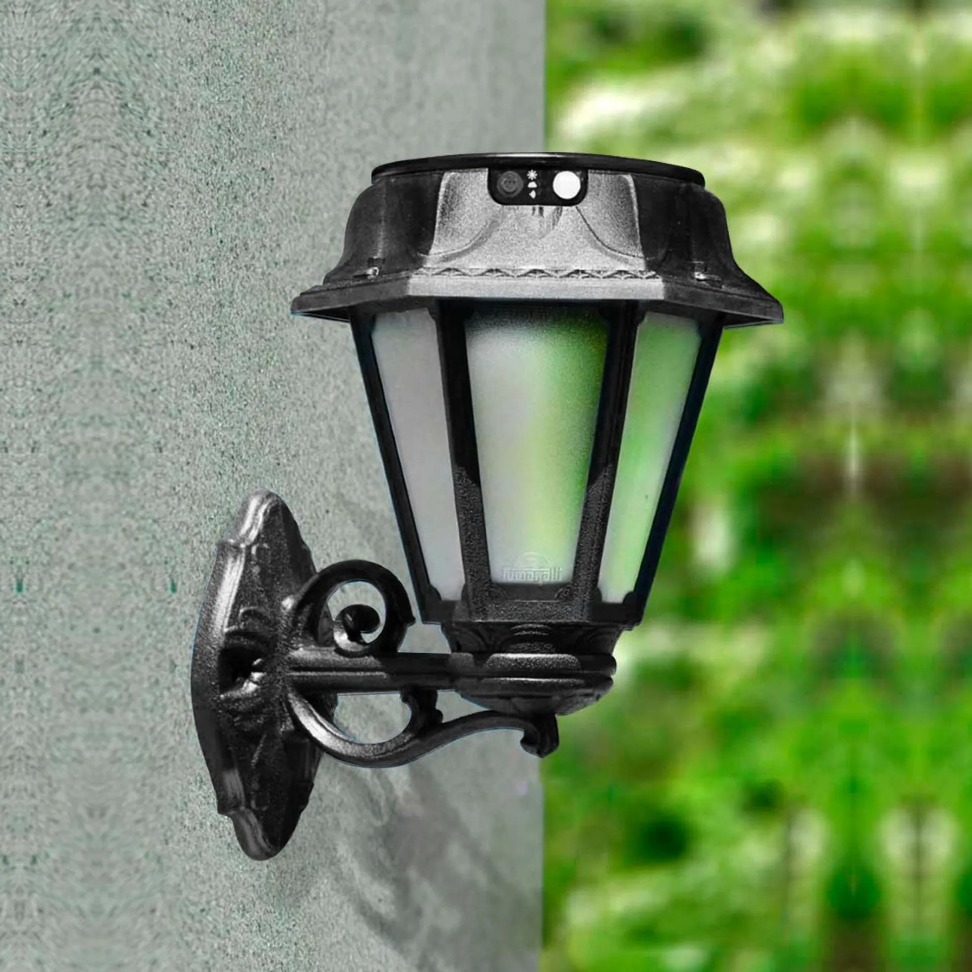 Farola solar de jardín aplique de pared "BISSO/ROSETTA" con sensor PIR - 2 modos de funcionamiento - 4000K