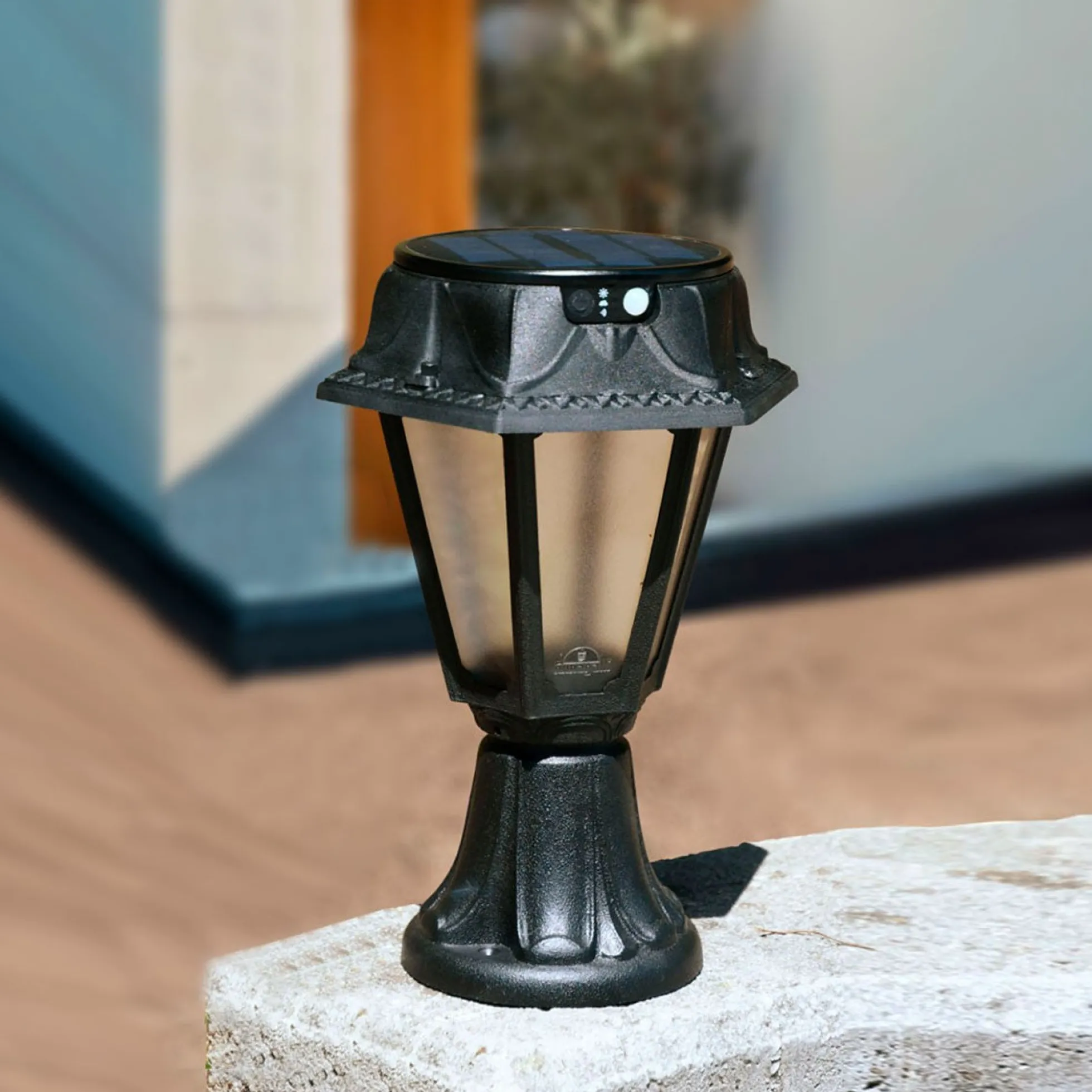 Farol de pie solar "MINILOT/ROSETTA" con sensor PIR - 4000K - 2 modos de funcionamiento