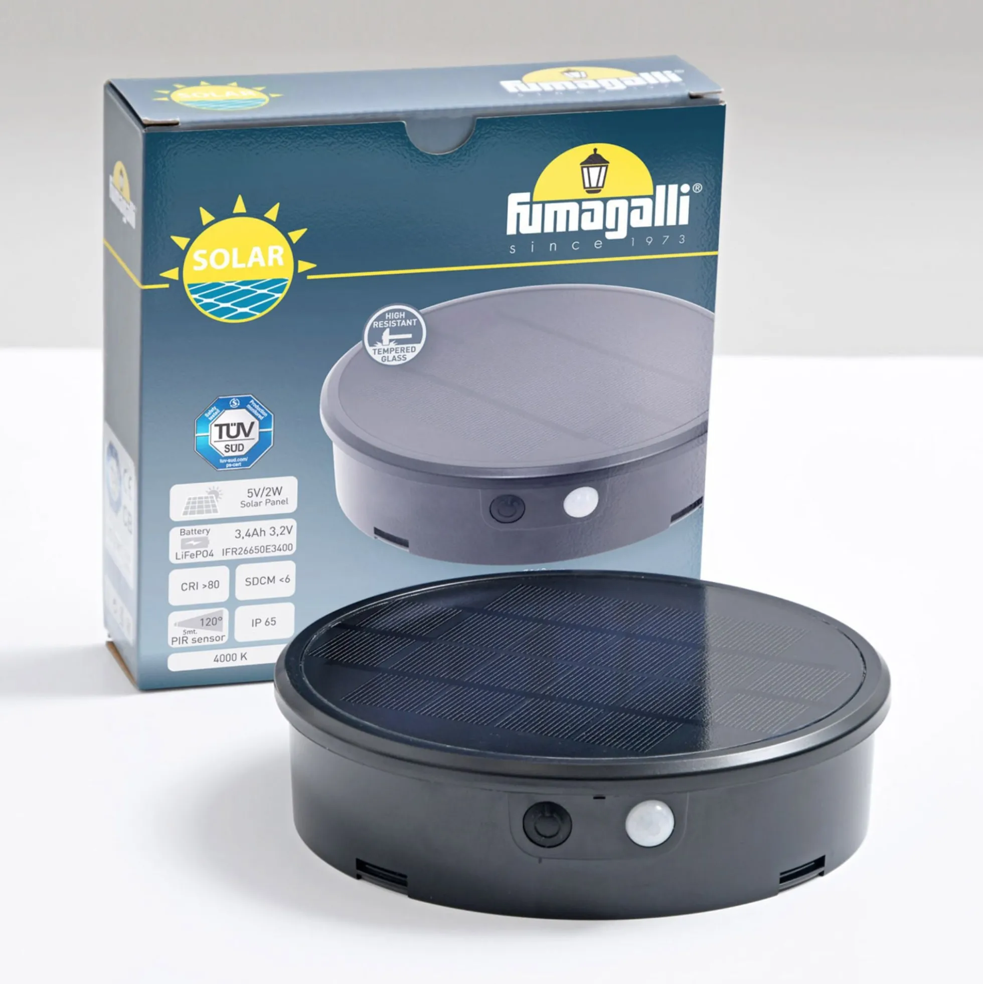 Farol de pie solar "MINILOT/ROSETTA" con sensor PIR - 4000K - 2 modos de funcionamiento