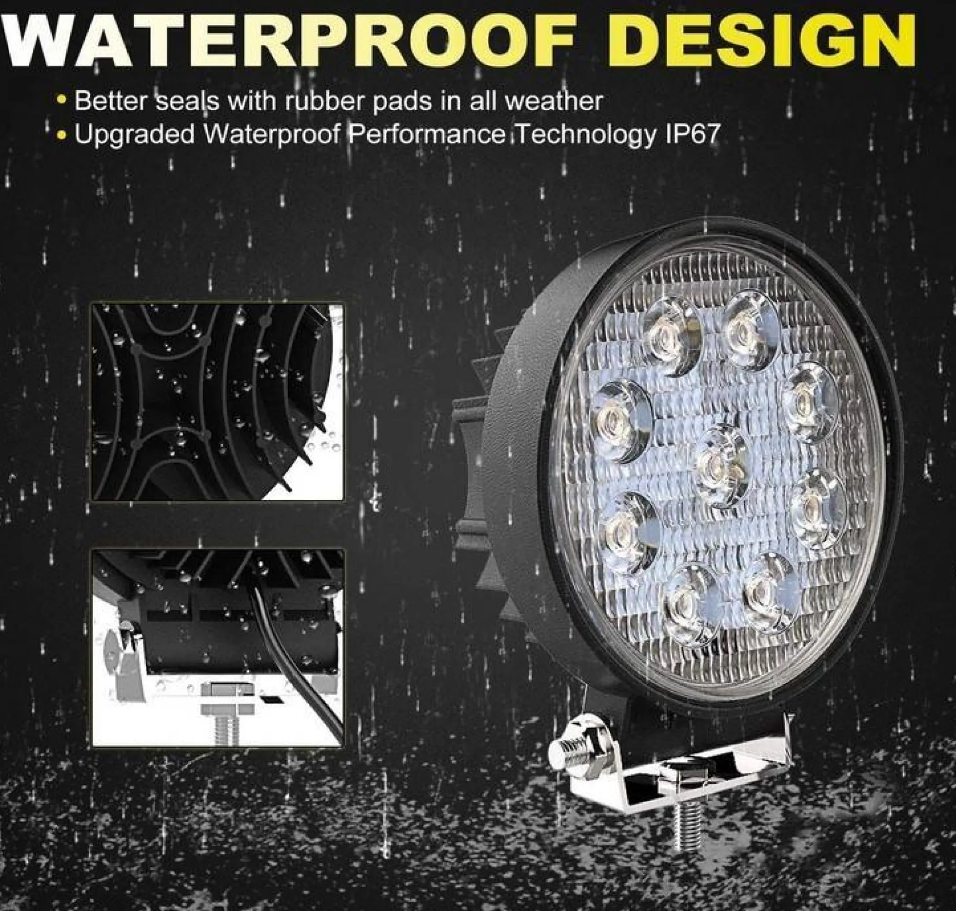 Faro LED 4x4 todoterreno - 27W - 10-60V DC - 1620 lm - Ángulo 60º