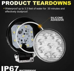 Faro LED 4x4 todoterreno - 27W - 10-60V DC - 1620 lm - Ángulo 60º
