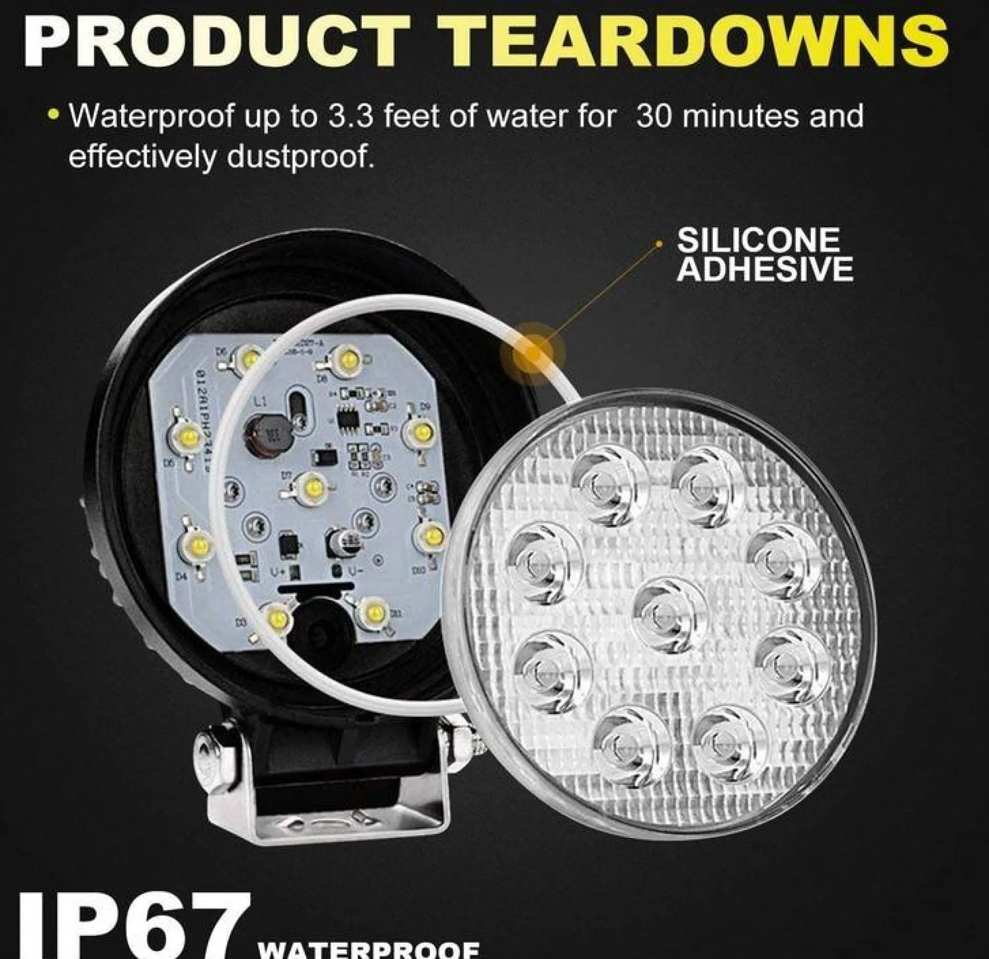 Faro LED 4x4 todoterreno - 27W - 10-60V DC - 1620 lm - Ángulo 60º