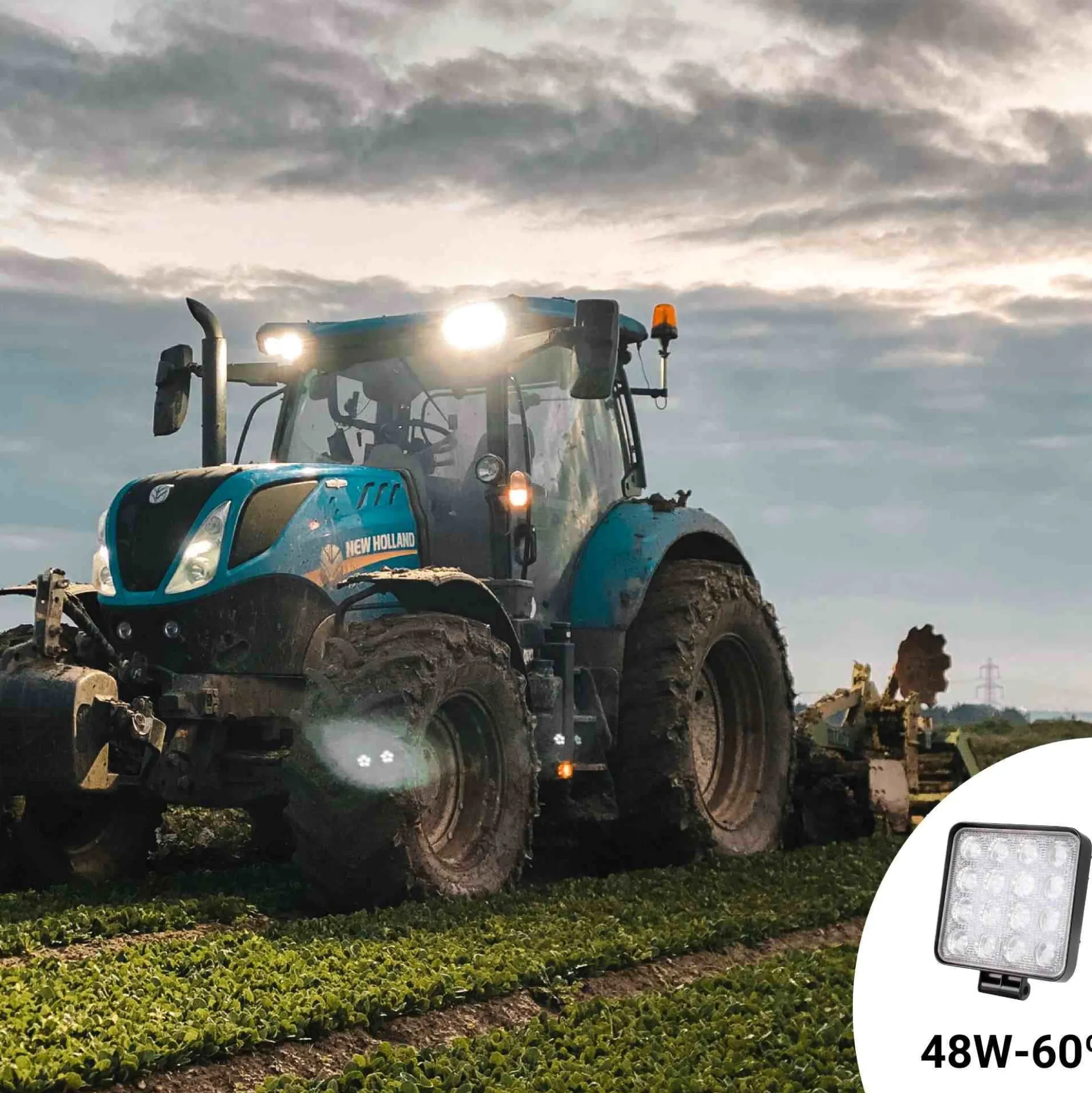 Faro LED 4x4 todoterreno - 48W - 10-40V DC - 4 Pulgadas - 2000lm - Ángulo 60º