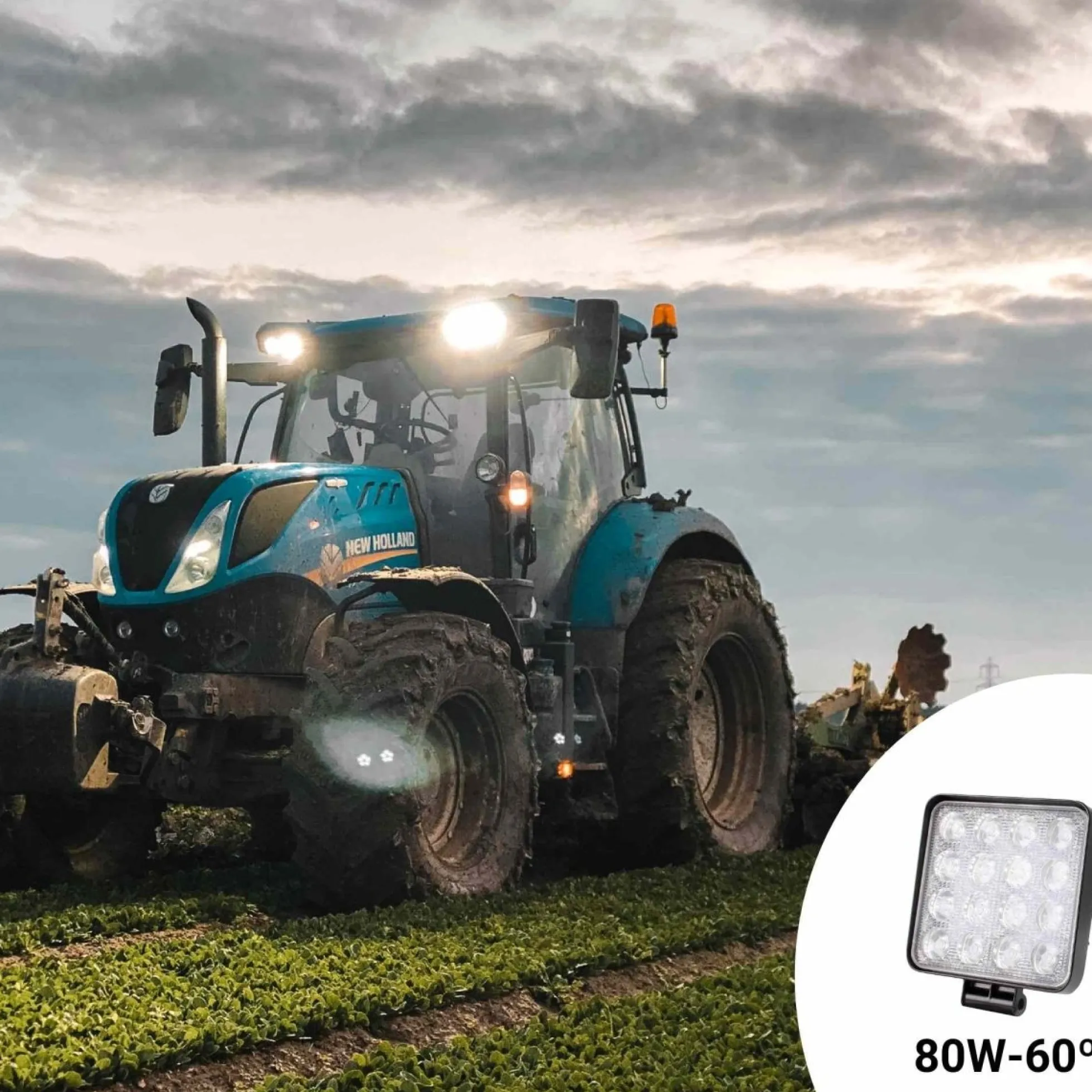 Faro LED 4x4 todoterreno - 80W - 10-40V DC - 4 Pulgadas - 8000lm - Ángulo 60º