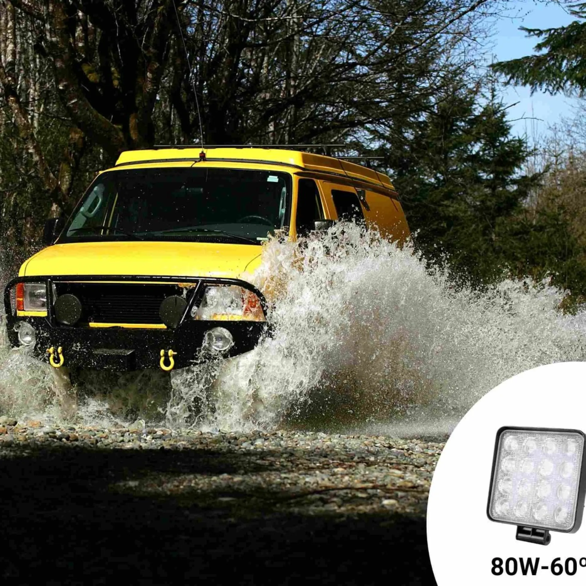 Faro LED 4x4 todoterreno - 80W - 10-40V DC - 4 Pulgadas - 8000lm - Ángulo 60º