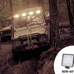 Faro LED 4x4 todoterreno - 80W - 10-40V DC - 4 Pulgadas - 8000lm - Ángulo 60º