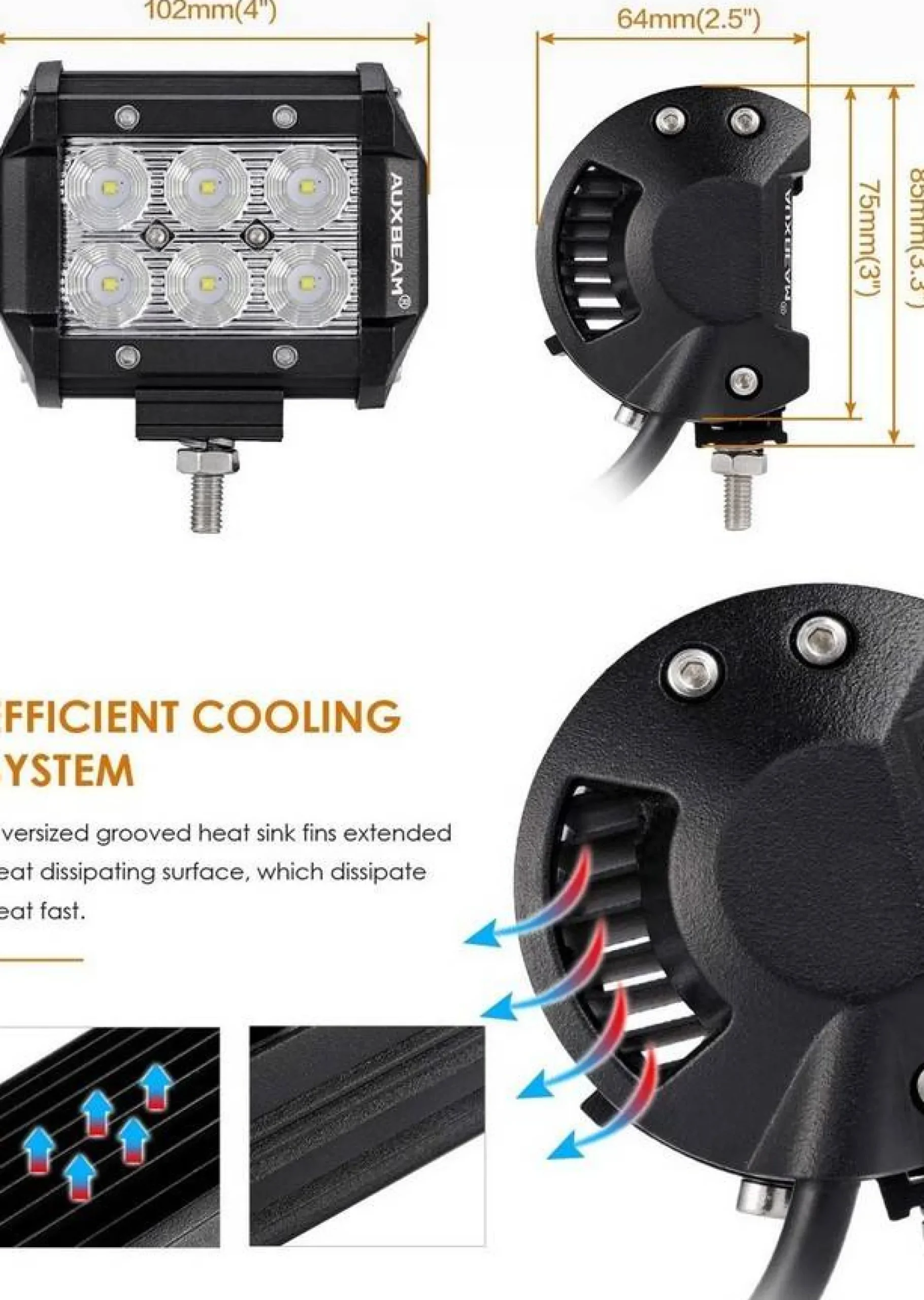 Faro LED 4x4 todoterreno - 18W - 10-40V DC - 4 Pulgadas - 1500 lm - Ángulo 30º