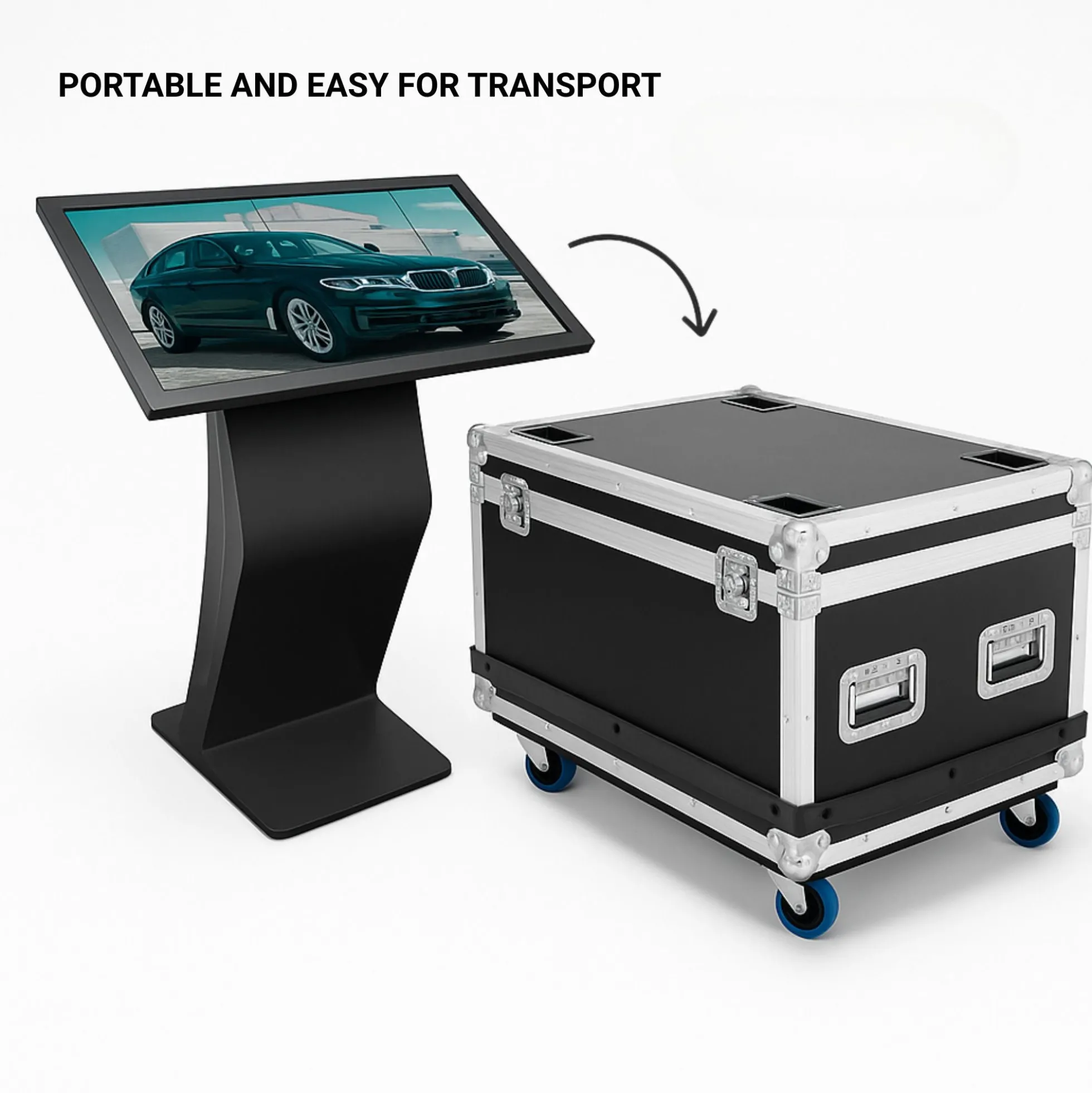 Flight Case para Digital Kiosk 32" DDT32 - con Foam, Ruedas y Asas – Transporte Seguro en Ferias y Eventos