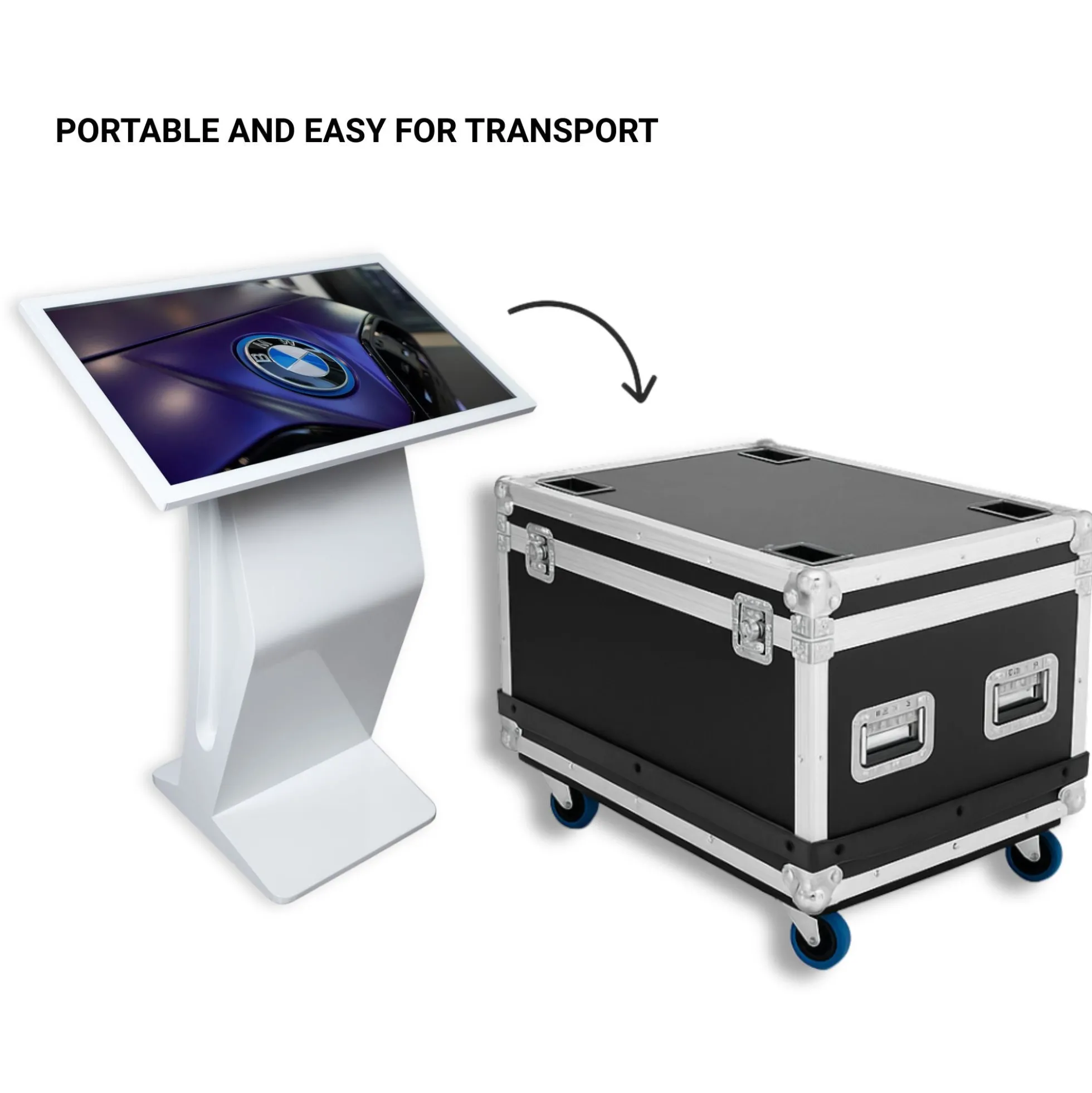 Flight Case para Digital Kiosk 32" DDT32 - con Foam, Ruedas y Asas – Transporte Seguro en Ferias y Eventos