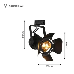 Foco carril trifásico orientable