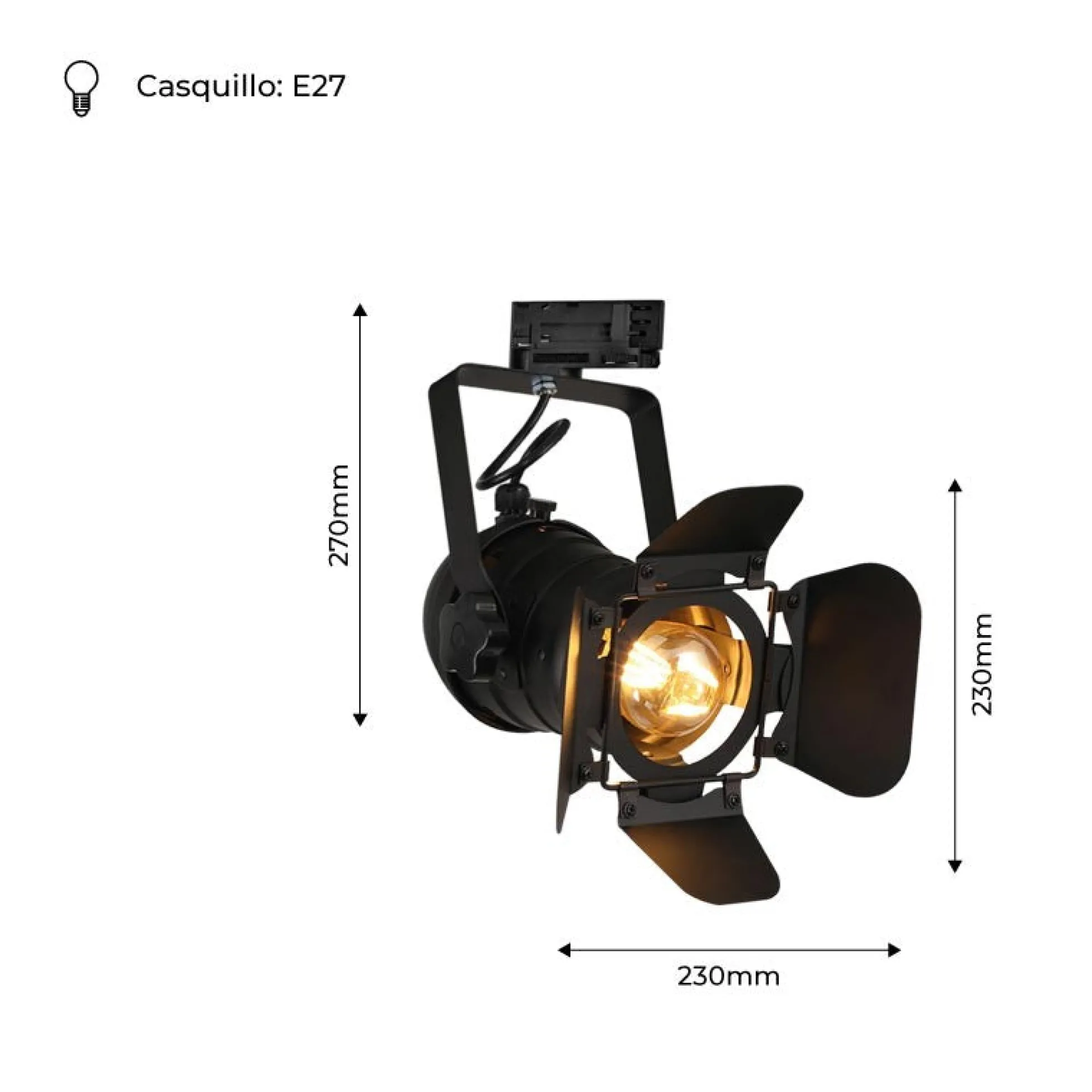 Foco carril trifásico orientable "Cinema" - E27