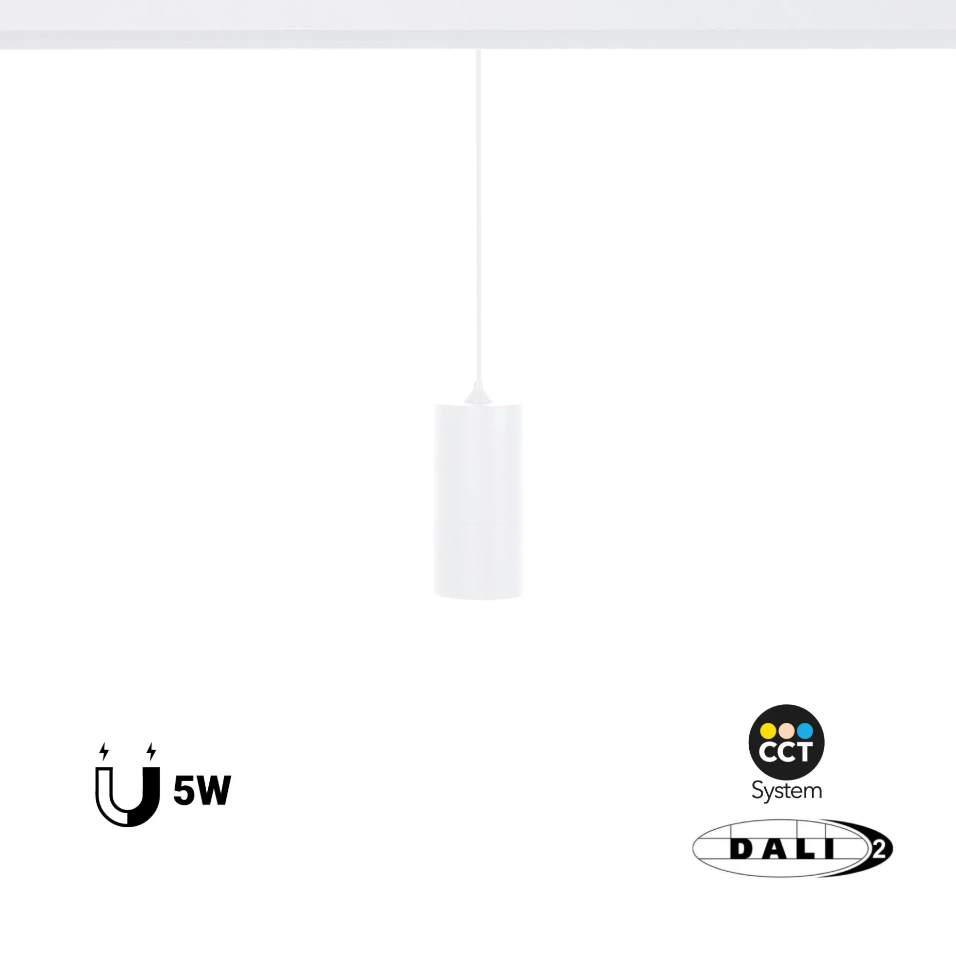 Foco de suspensión LED para carril magnético 48V - 5W - DALI-2 regulable