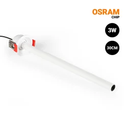 Foco de techo LED empotrable 3W - Extensible 300mm - Orientable - Chip OSRAM - 2700K