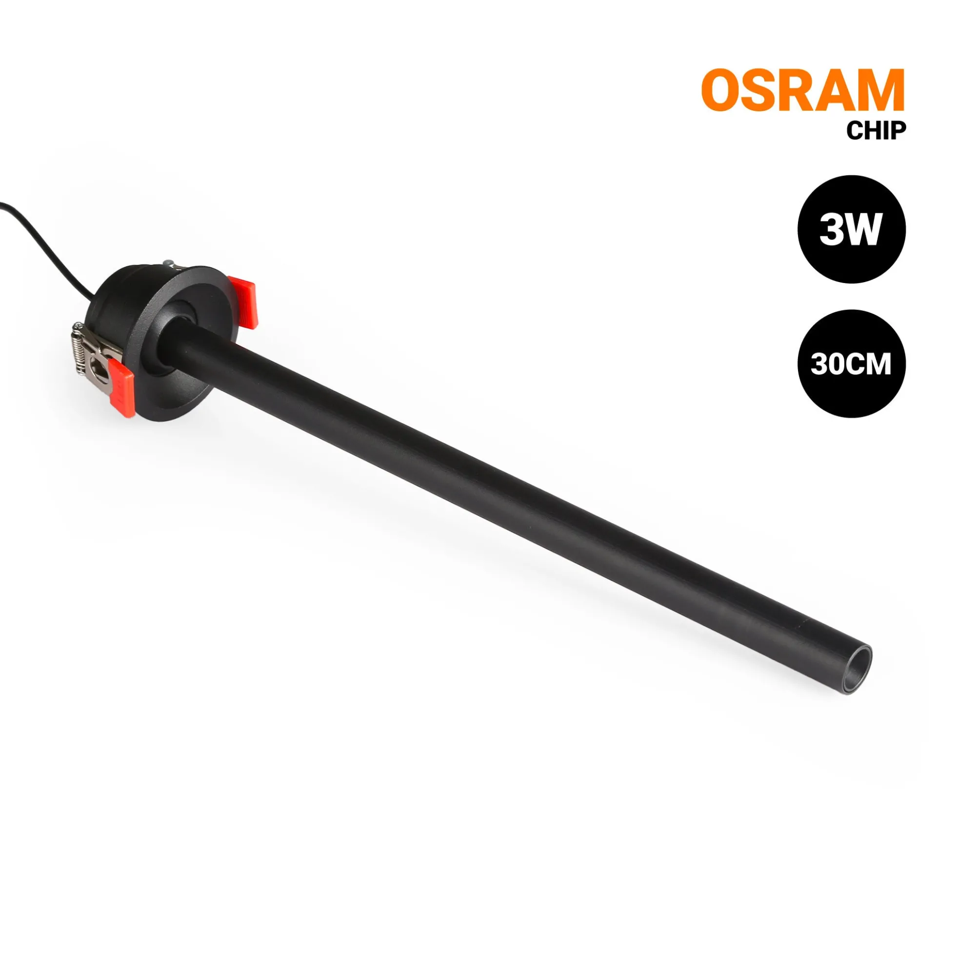 Foco de techo LED empotrable 3W - Extensible 300mm - Orientable - Chip OSRAM - 2700K