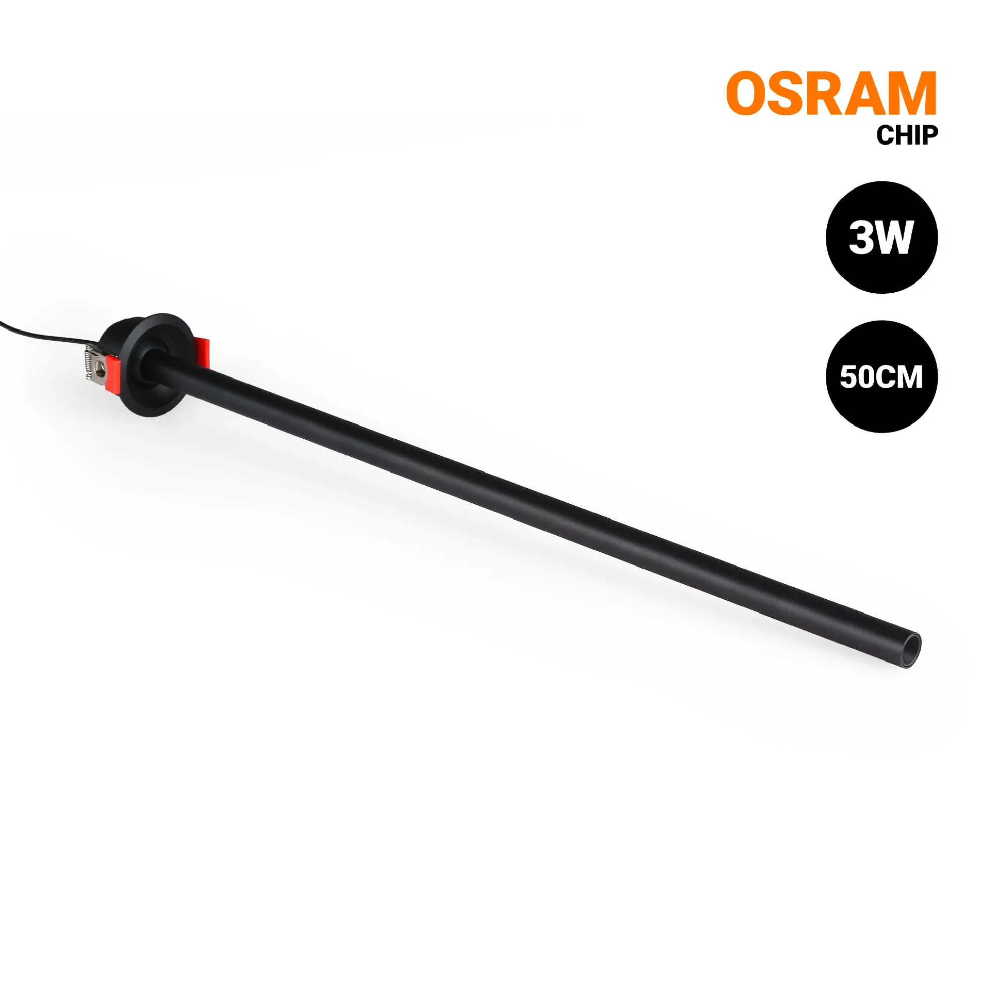 Foco de techo LED empotrable 3W - Extensible 500mm - Orientable - Chip OSRAM - 2700K