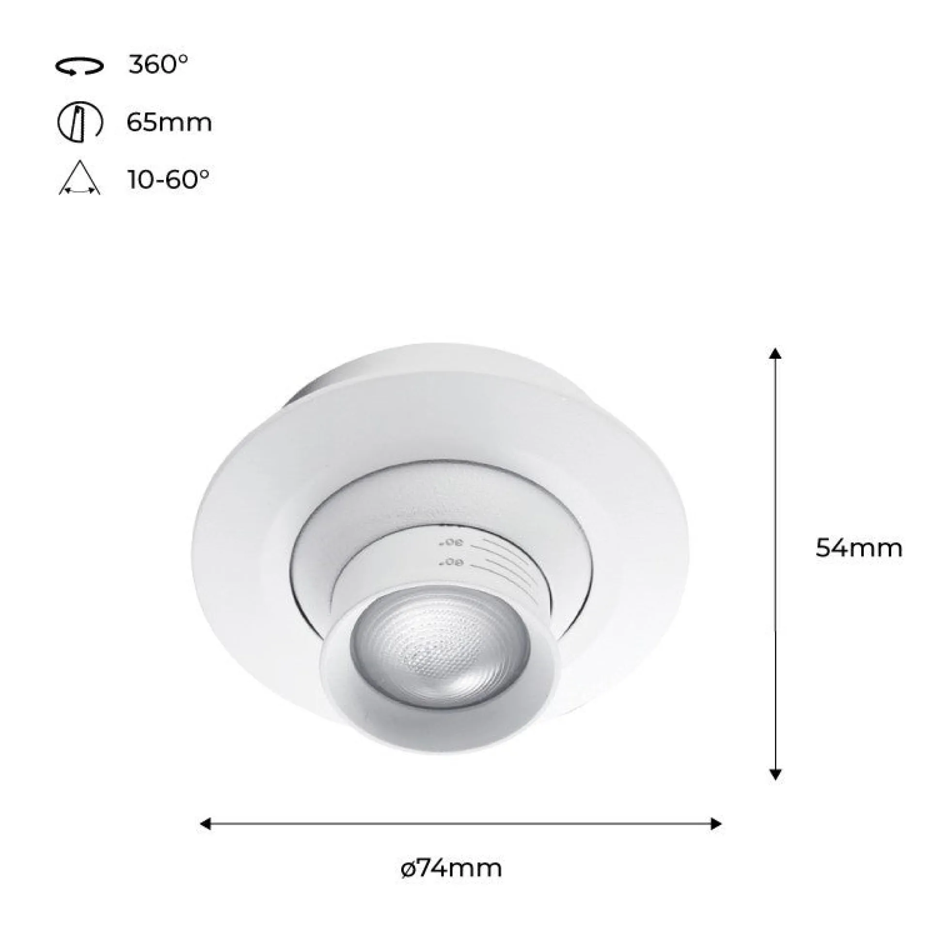 Foco empotrable LED con zoom - Orientable - Chip Cree - 2700K - 3W