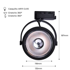 Foco Led de carril monofásico AR111 GU10
