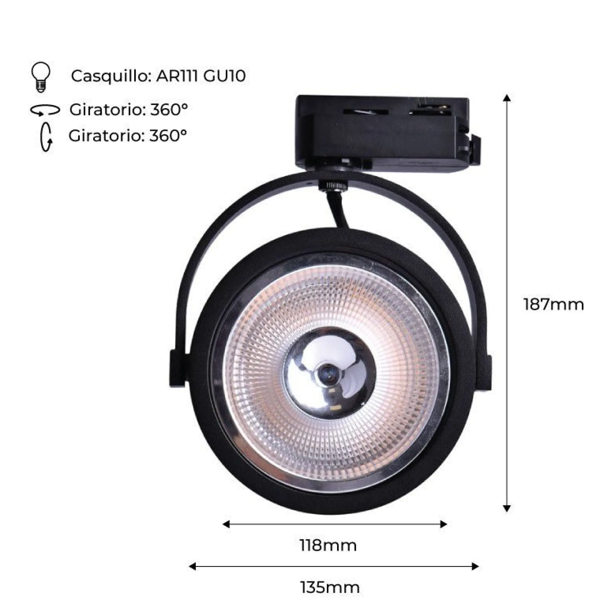Foco Led de carril monofásico AR111 GU10