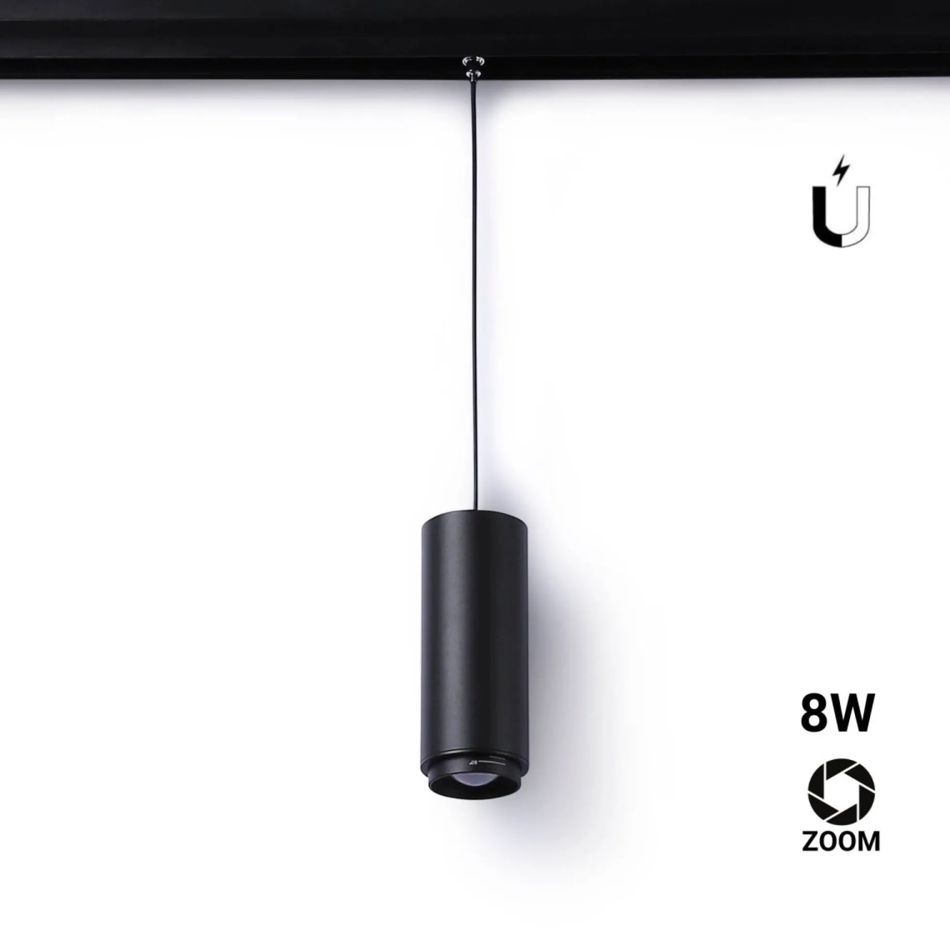 Foco LED de suspensión para carril magnético con ZOOM 15°-60° - 48V - 8W - UGR16 - CRI95