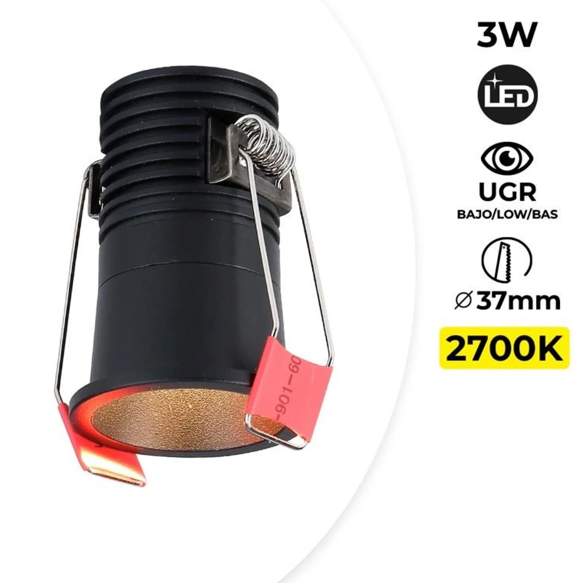 Foco LED empotrable - Chip Cree - Bajo UGR - 2700K - 3W